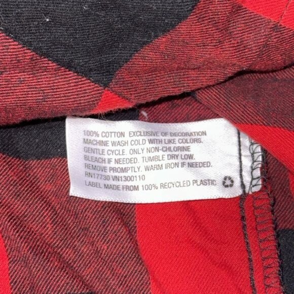 Womens Red & Black Plaid Flannel Button-Up Pajama Top By Wondershop Size M - Picture 4 of 6